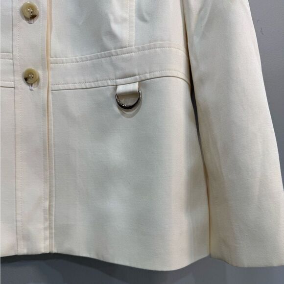 Off-White Vintage Talbots Silk Blend Blazer Size 6P EUC - Picture 6 of 9